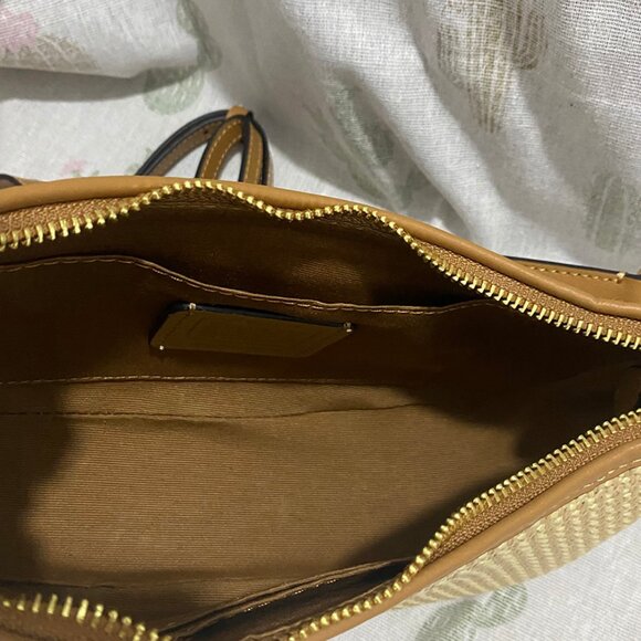 Coach Straw And Leather Trim Shoulder Bag - Picture 8 of 10